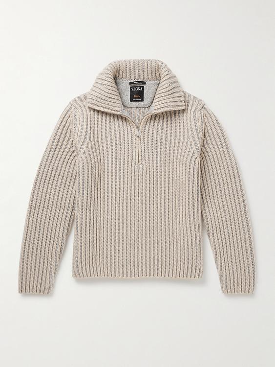 Striped beige half-zip from Zegna