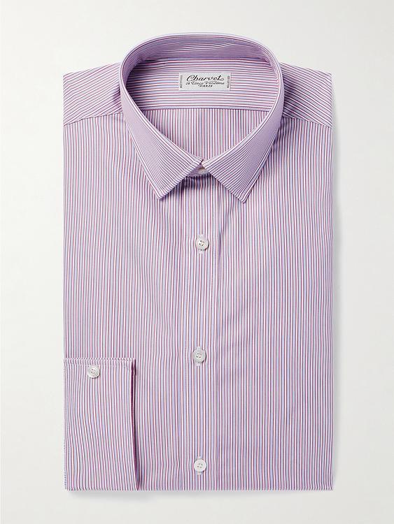 Striped light purple business shirt from Charvet