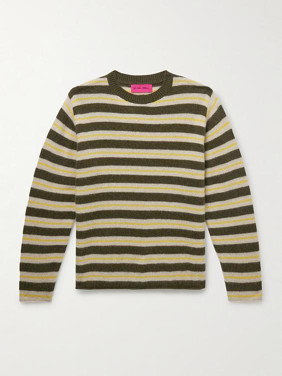 Striped dark green cashmere sweater from The Elder Statesman