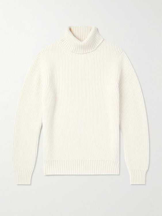 White turtleneck from Anderson & Sheppard