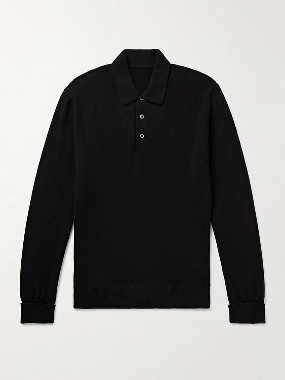Black long sleeve polo shirt from Anderson & Sheppard
