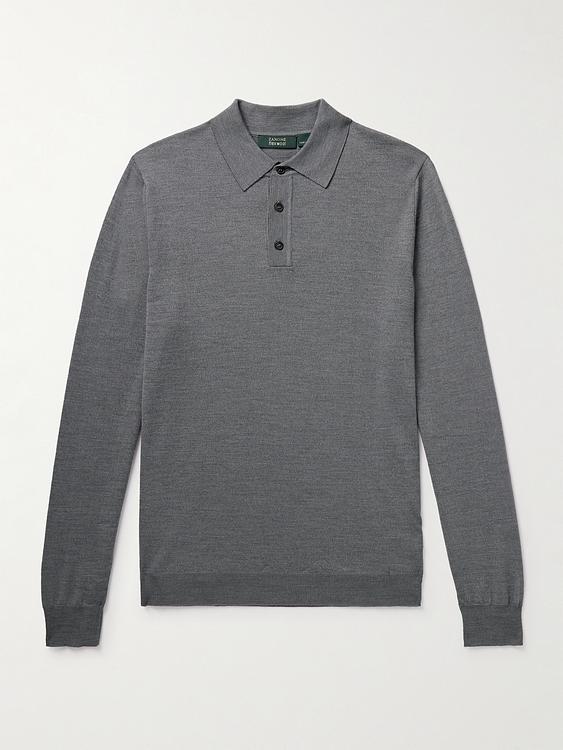 Grey long sleeve polo shirt from Incotex