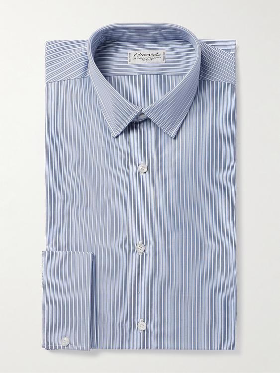 Striped blue business shirt from Charvet