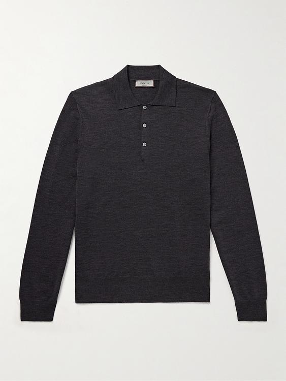 Black long sleeve polo shirt from Canali