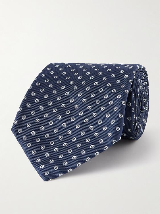 Dotted dark blue tie from Anderson & Sheppard