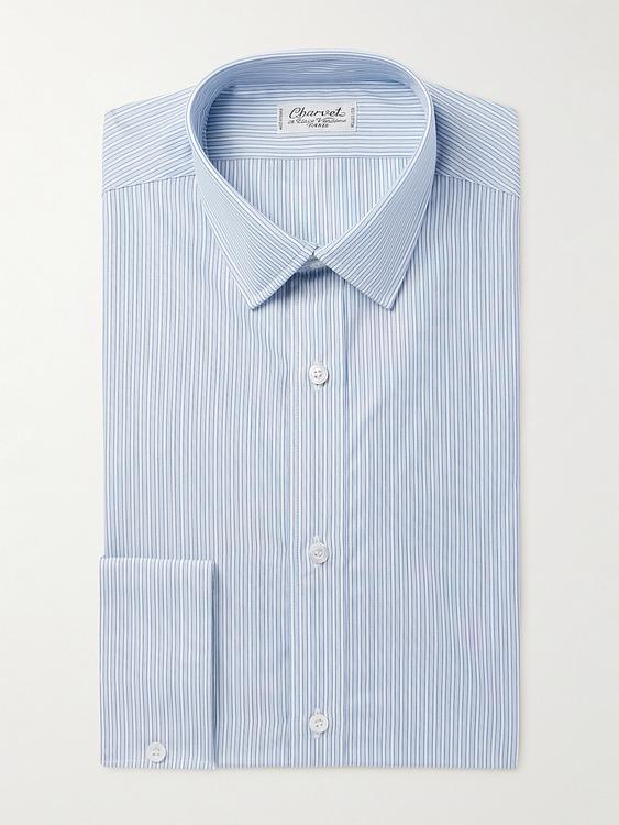 Striped light blue business shirt from Charvet