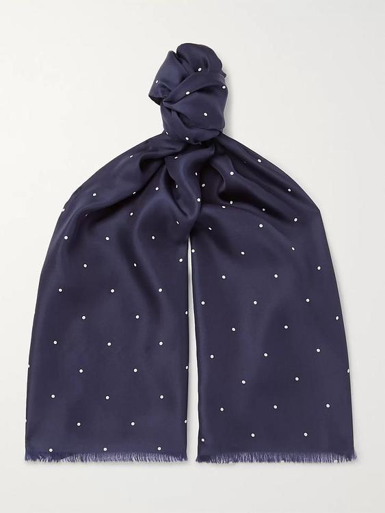 Dotted dark blue scarve from Favourbrook