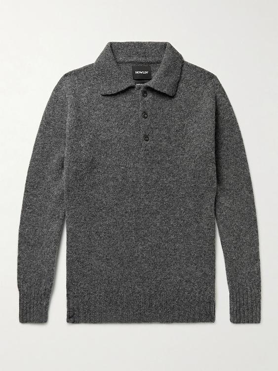 Dark grey long sleeve polo shirt from Howlin'