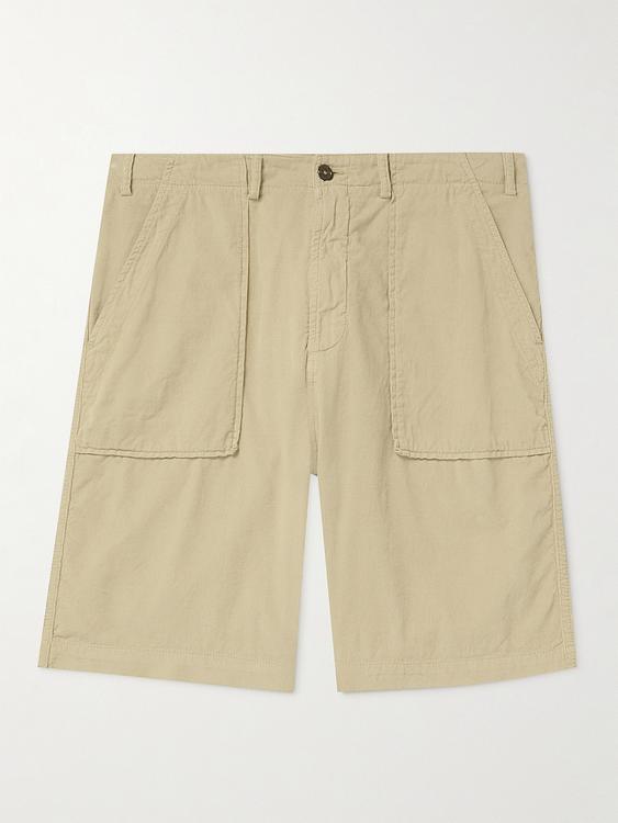Beige cargo shorts from Universal Works