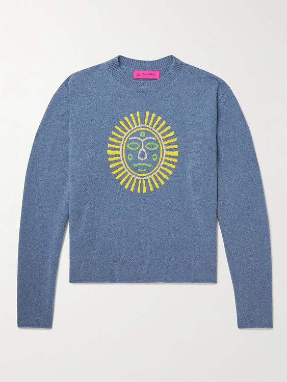 Print blue cashmere sweater from The Elder Statesman