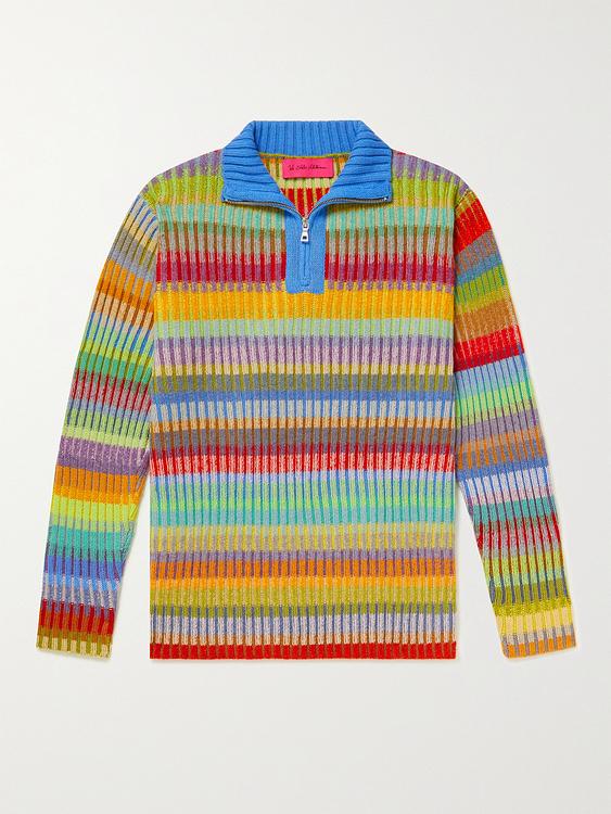 Striped multicolor long sleeve polo shirt from The Elder Statesman