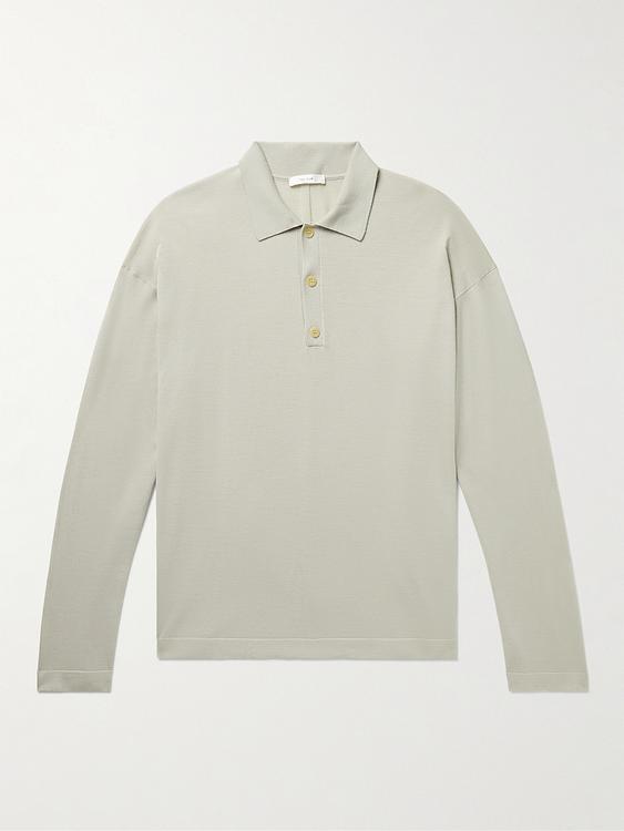 Beige long sleeve polo shirt from The Row