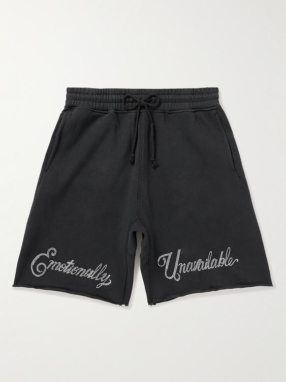 Print black drawstring shorts from Emotionally Unavailable