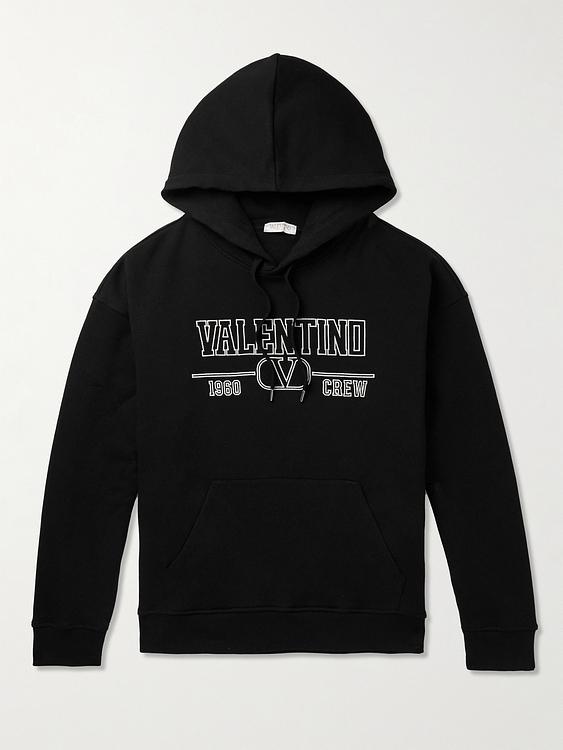 Print black hooded sweatshirt from Valentino Garavani