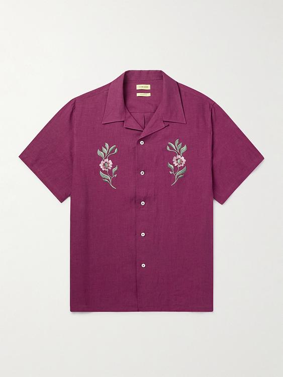 Print dark red short sleeve shirt from De Bonne Facture