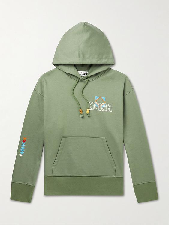 Print green hooded sweatshirt from Adish