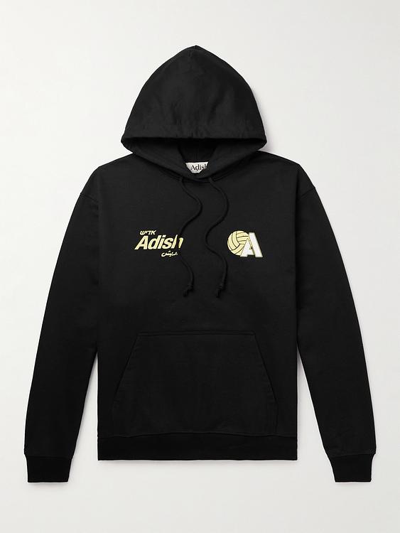 Print black hooded sweatshirt from Adish
