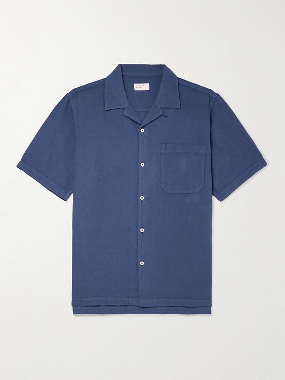 Blue short sleeve polo shirt from Universal Works