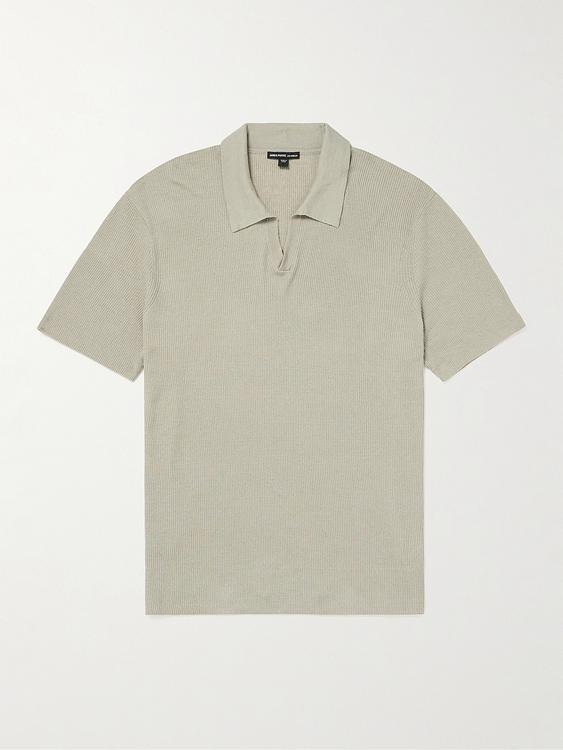 Beige short sleeve polo shirt from James Perse