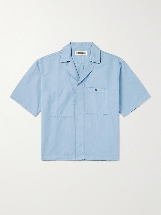 Light blue short sleeve polo shirt from Miles Leon