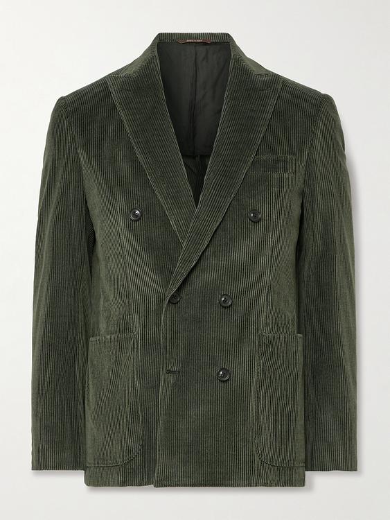 Dark green double-breasted suit jacket from Canali