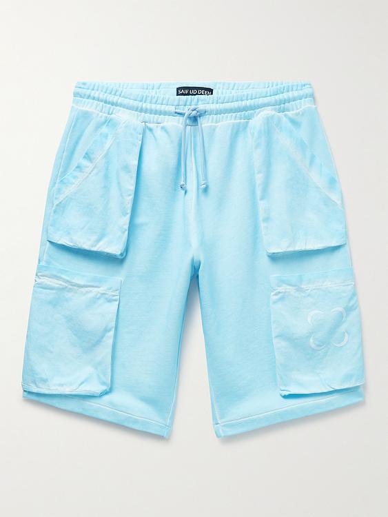 Light blue cargo shorts from Saif Ud Deen