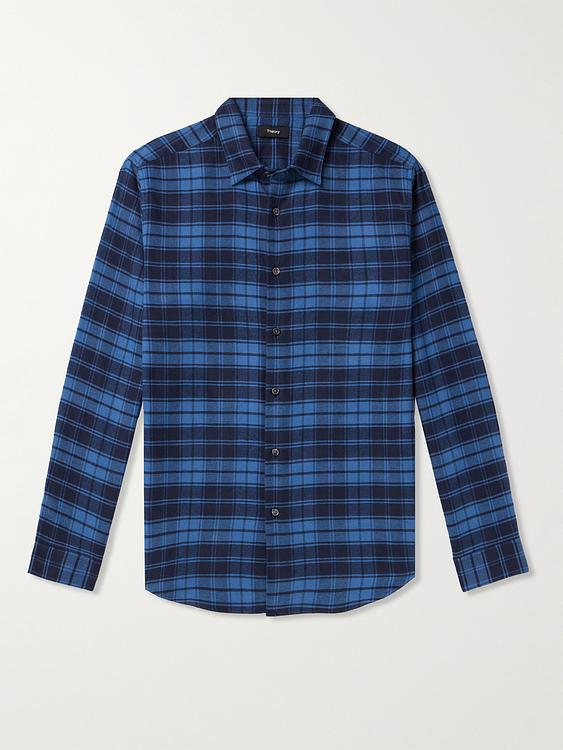 Checkered dark blue flannel shirt from Theory