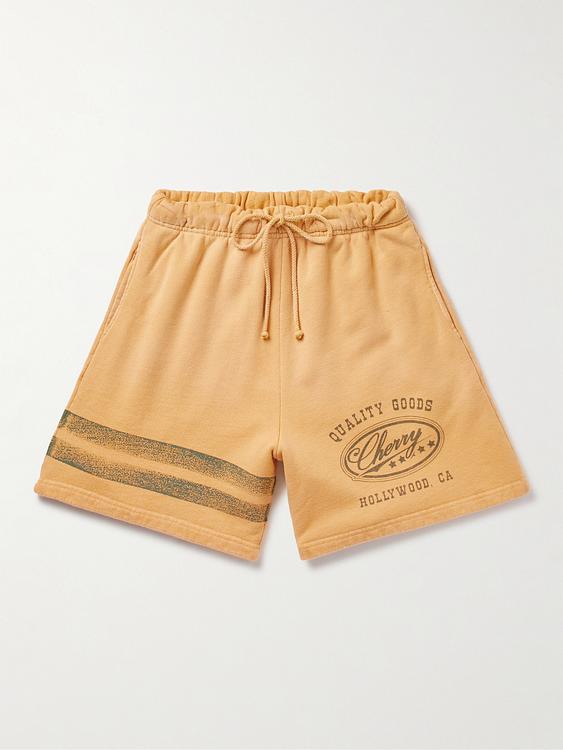Print beige drawstring shorts from Cherry Los Angeles