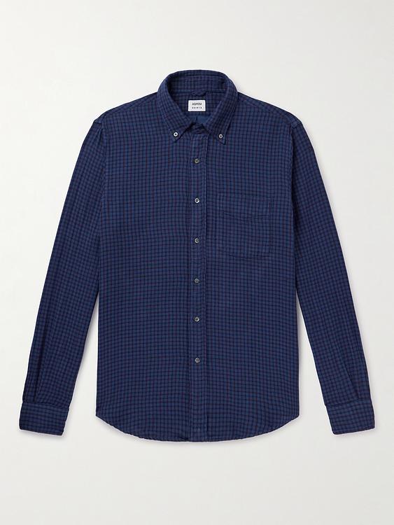 Dark blue flannel shirt from Aspesi