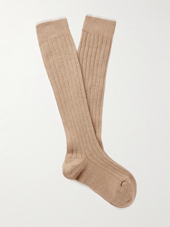 Taupe socks from Brunello Cucinelli