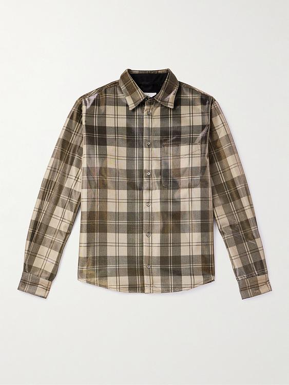 Checkered taupe casual shirt from 4sdesigns
