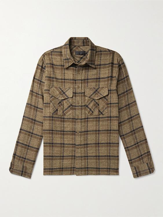 Checkered taupe flannel shirt from Nili Lotan