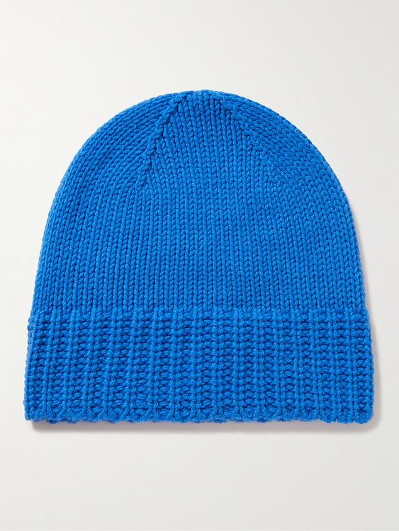 Blue beanie from Johnstons of Elgin