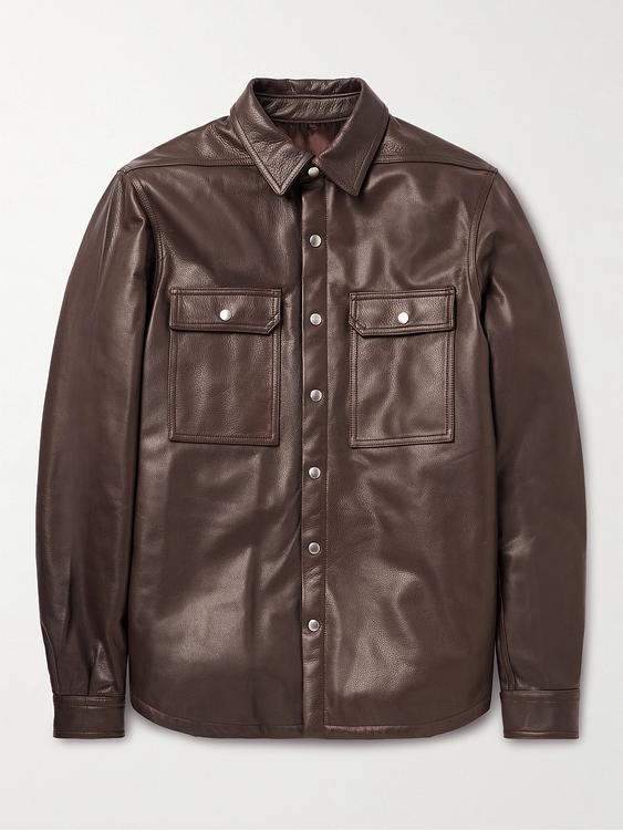 Dark brown leather jacket from Rick Owens