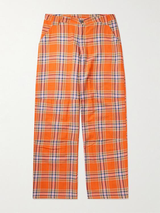Checkered orange casual trousers from Collina Strada