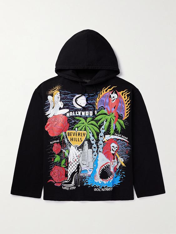 Print black hooded sweatshirt from Local Authority La