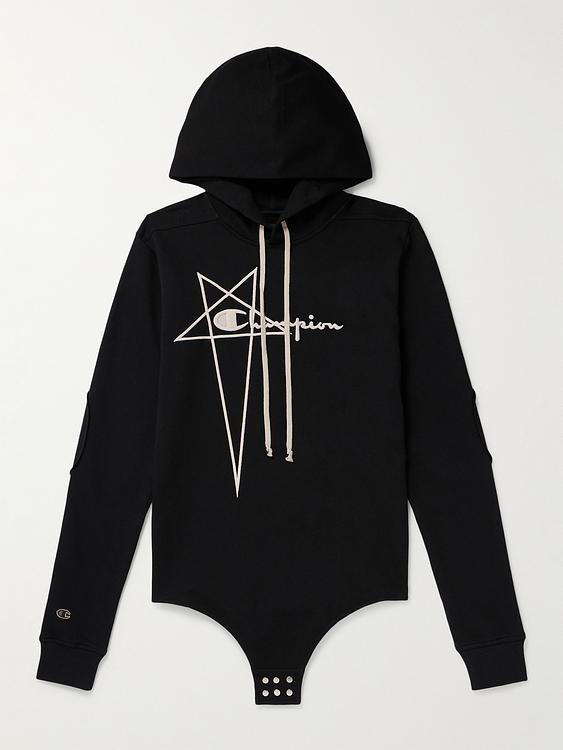 Print black hooded sweatshirt from Rick Owens