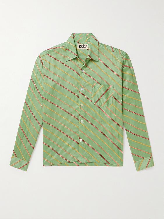 Striped green casual shirt from Kartik Research
