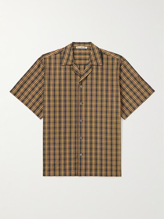 Checkered brown short sleeve shirt from Acne Studios