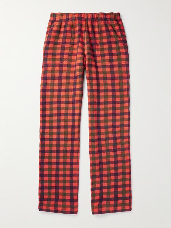 Checkered dark red casual trousers from RRL