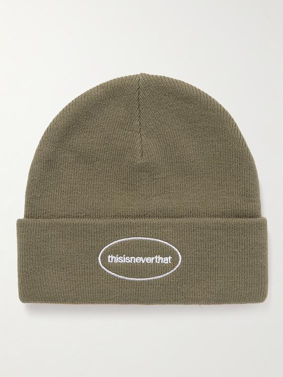 Print taupe beanie from Thisisneverthat