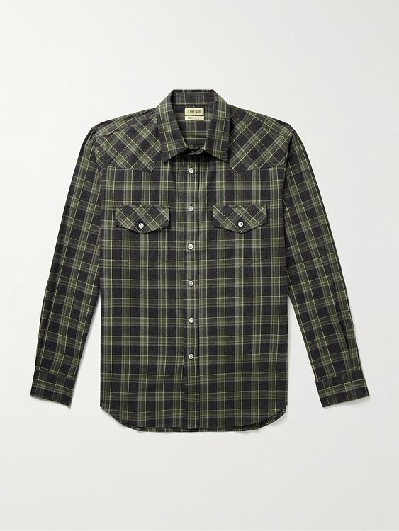 Checkered dark grey flannel shirt from De Bonne Facture
