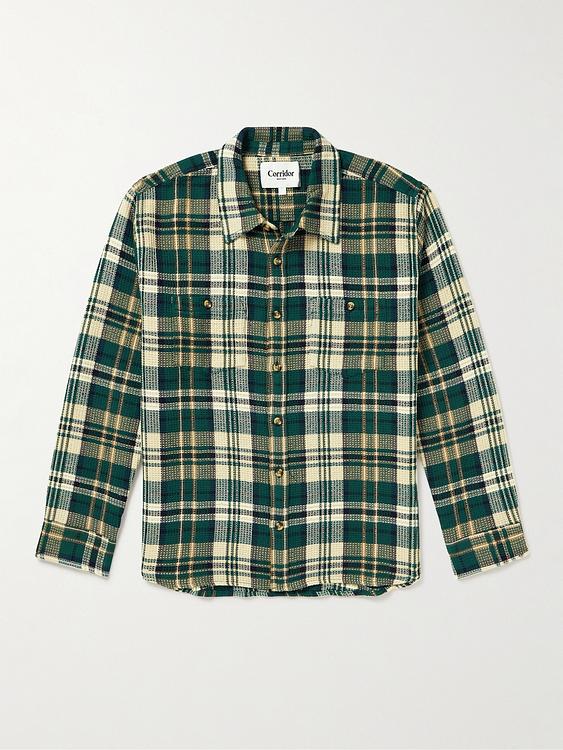 Checkered dark green flannel shirt from Corridor