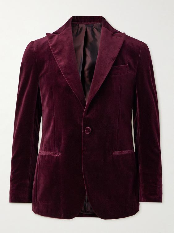 Dark red tuxedo jacket from De Petrillo