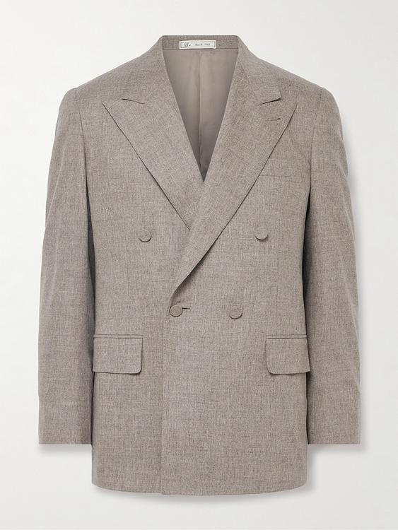 Grey double-breasted suit jacket from Umit Benan B+