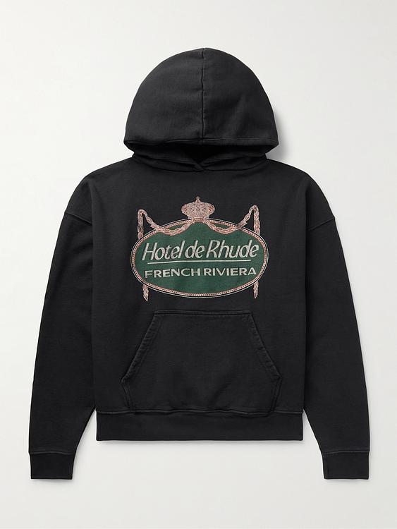 Print black hooded sweatshirt from Rhude