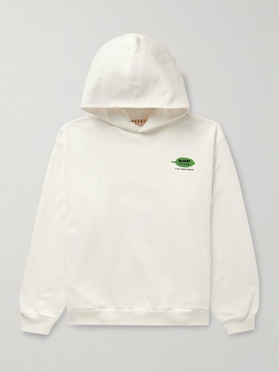 Print white hooded sweatshirt from Marni