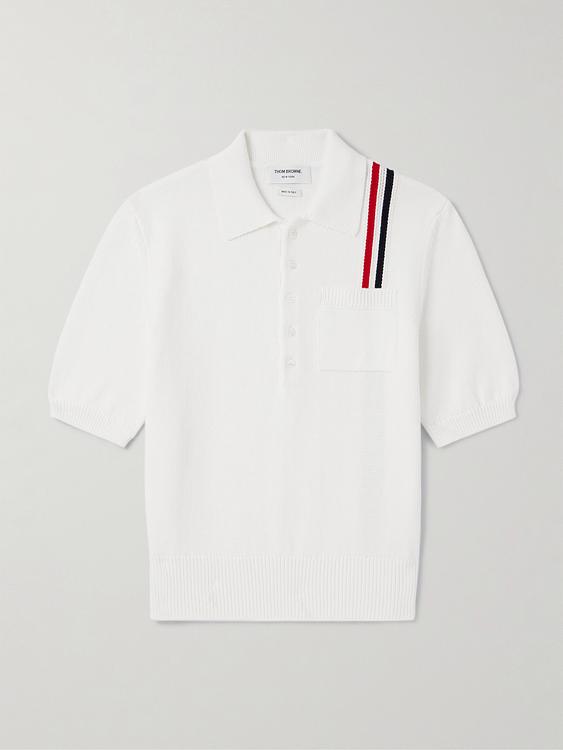 White short sleeve polo shirt from Thom Browne
