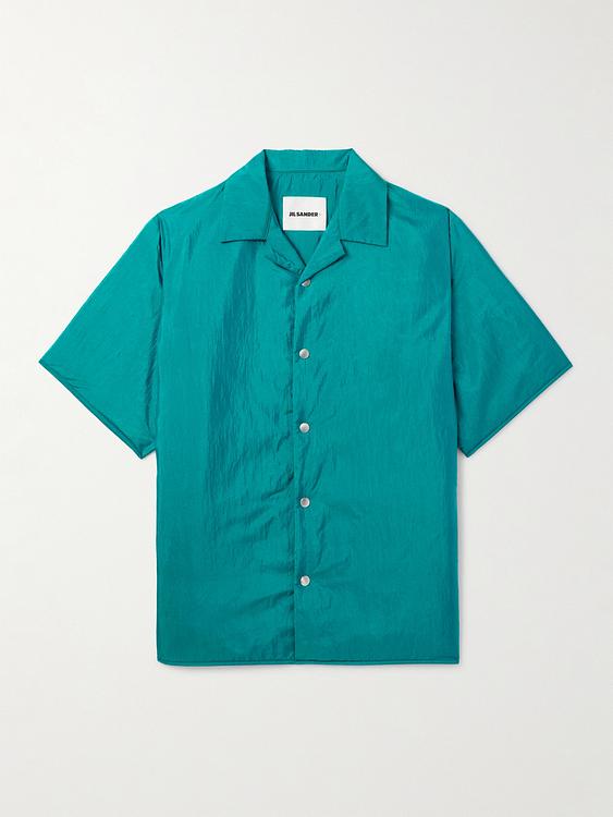 Teal short sleeve polo shirt from Jil Sander