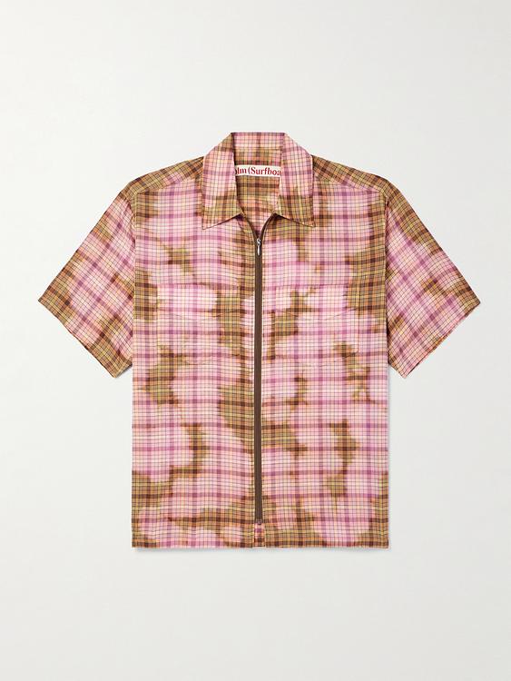 Checkered peach short sleeve shirt from Stockholm Surfboard Club